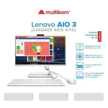 PC AIO Lenovo 3 22ADA05 66iD 67iD AMD-3020e 8GB 256SSD W11 O21 IPS