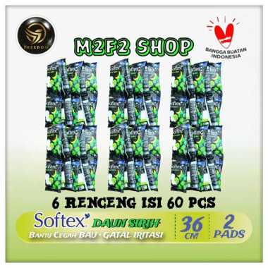 Softex Daun Sirih Pembalut Sachet Isi 2 Pads Wing - 36 cm (Kemasan 6 Renceng)