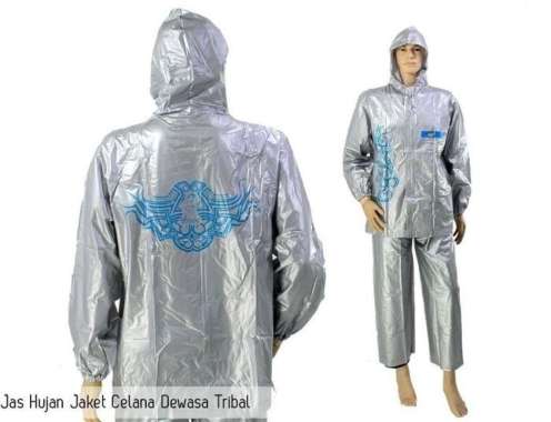 Jas Hujan Setelan Dewasa Tribal Ibex Tato Silver