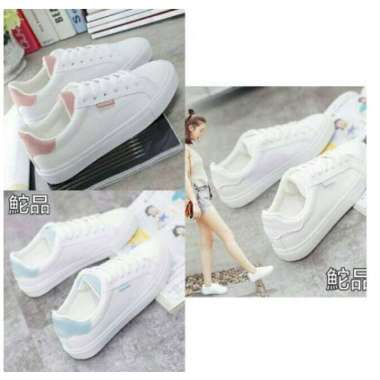 SPV SEPATU SNEAKERS/SEPATU KETS WANITA POLOS BEST SELLER BEIER 37 PUTIH HITAM