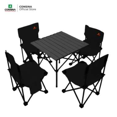 Consina Camping Set Meja Lipat dan Kursi | 4 Kursi 1 Meja Alumunium In One Camping Outdoor Glamcamp