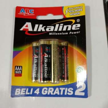 Baterai ABC Alkaline AAA / A3 Isi 6 / Batre ABC Alkaline AAA Isi 4 + 2 Multicolor