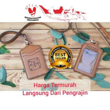 Mivaso ID CARD HOLDER KULIT ASLI BISA CUSTOM LOGO DAN NAMA, NAME TAG KULIT ASLI, TALI ID CARD