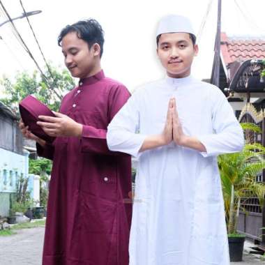 Gamis Anak Laki Laki Baju Polos Cowok BUYA Santri Free Peci XS/4 Hijau Botol