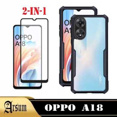 Paket 2in1 Case Transparan OPPO A18 Casing cover Sillikon