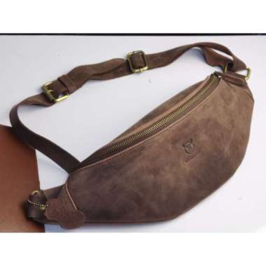 MIVASO LEATHER Tas Kulit asli Waistbag WB02 Resleting YKK Original CH COKLAT