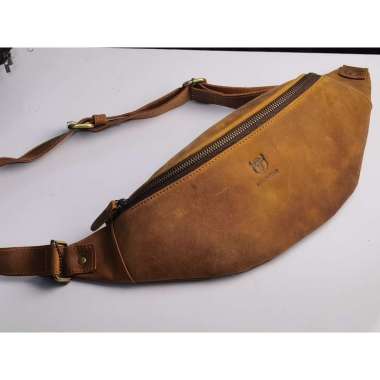 MIVASO LEATHER Tas Kulit asli Waistbag WB02 Resleting YKK Original CH THAN