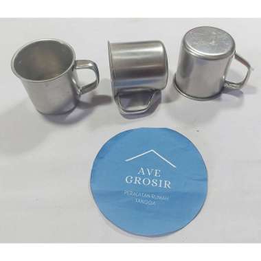 GELAS MUG STAINLESS CANGKIR KOPI ES + TUTUP 6CM