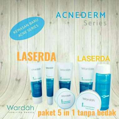 paket wardah 5 in 1 (tanpa bedak) acne acnederm/jerawat