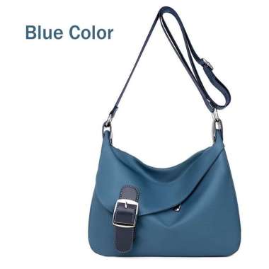SALE Tas Selempang Wanita Impor Simpel Polos Motif Gesper Samping 6638 Biru