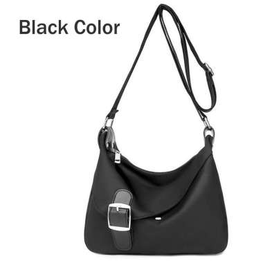 SALE Tas Selempang Wanita Impor Simpel Polos Motif Gesper Samping 6638 Hitam