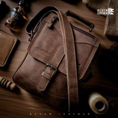 GST Tas Selempang Pria Kulit sapi Asli Sling Bag Soren Untuk Kerja Kantor Bahan Crazy Horse Kulit Sa