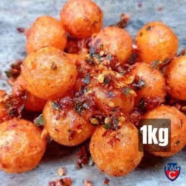Cimol kering Emplod Pedas Asin Endog lewo kemasan 1kg murah renyah pedas daun jeruk asin daun jeruk 