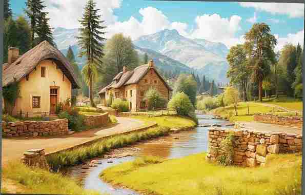 Lukisan Pemandangan Pedesaan Alami di Benua Eropa