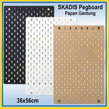 Papan Berlubang Kayu Pegboard SKDIS 36x56 cm putih/coklat IKEA Skadis Hitam