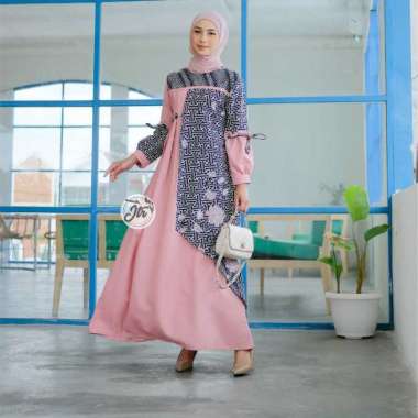 Couple Aleeya Dress Batik Couple Lebaran Couple Kondangan Muslim M Gamis Pink