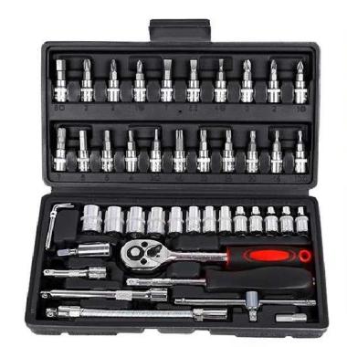 Kunci Sok Set 46 Pcs Socket Wrench Mata Obeng Dilengkapi Box Penyimpanan - Kunci L Set Lengkap Kunci