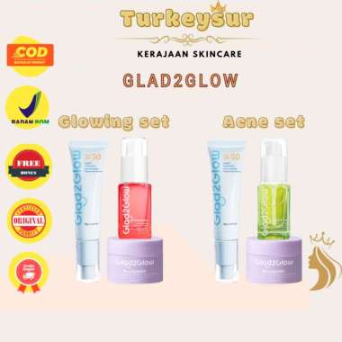 Glad2Glow Paket Skincare 3pcs Set: Blueberry Moisturizer Barrier Repair + Sunscreen + Serum Glowing 