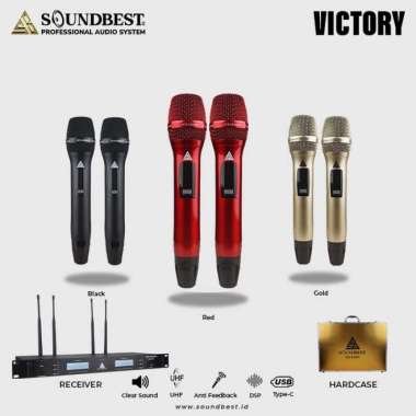 SOUNDBEST MICROPHONE WIRELESS VICTORY merah
