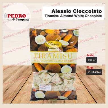 Alessio Cioccolato TIRAMISU Almond White Chocolate 200 gr coklat putih