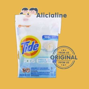 Tide Pods Free &amp; Gentle Liquid Detergent 37 Pods Sabun Deterjen Bervariasi Multicolor