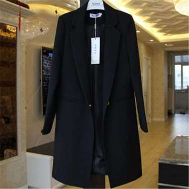 ZS POCKET LONG COAT WANITA/LONG COAT WANITA/BLAZER WANITA PANJANG/LONG COAT Hitam XXL