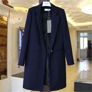 ZS POCKET LONG COAT WANITA/LONG COAT WANITA/BLAZER WANITA PANJANG/LONG COAT Navy XXL