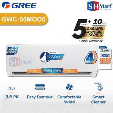 AC GREE 1/2 PK NEW SERIES GWC-05MOO5S / 05MOO5S SMART CLEANING GARANSI RESMI (MEDAN) GWC-05MOO5S