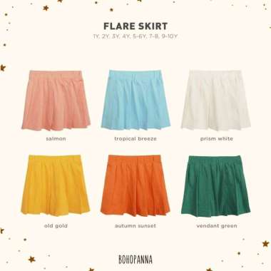 FLARE SKIRT - SALMON, TROPICAL BREEZE, PRISM WHITE, OLD GOLD, AUTUMN SUNSET, VENDANT GREEN 2Y - TROP