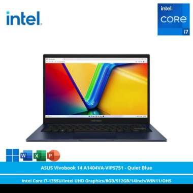 ASUS Vivobook 14 A1404VA-VIPS751 - Quiet Blue [Intel Core i7-1355U/Intel UHD Graphics/8GB/512GB/14inch/WIN11/OHS]