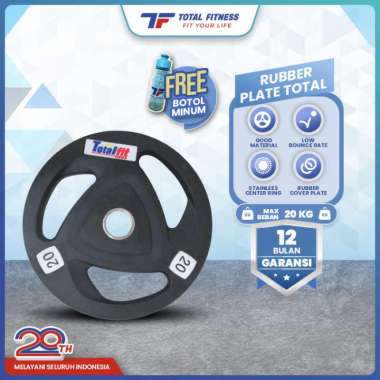 Total Fitness Angkat Beban Barbel Rubber Plate - Barbel Karet 10KG