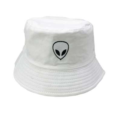 VERISH Topi bucket hat Bordir Alien / Bucket Bordir Fisherman Alien / Arshila_fashion Putih