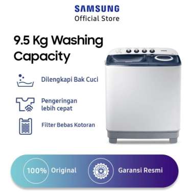 Samsung Mesin Cuci 2 Tabung, 9,5 Kg - WT95H3330MB