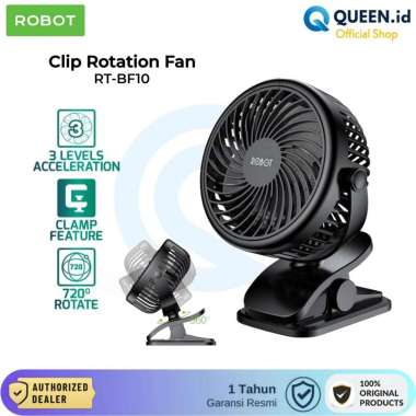 ROBOT RT-BF10 Mini Fan Kipas Angin Portable 720° Rotating Clip 2000mAh HITAM