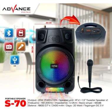 speaker portable advance s70 / speaker advance 8 inci bonus mic / speaker meeting