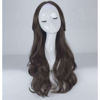 Wig Rambut Cewek Panjang Bergelombang Warna Natural High Quality Wig Women's Curly Hair Black