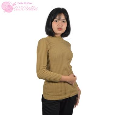 DeRa UniQue Turtleneck Daisy Rajut Salur / sweater / sweater rajut / rajut salur Cream