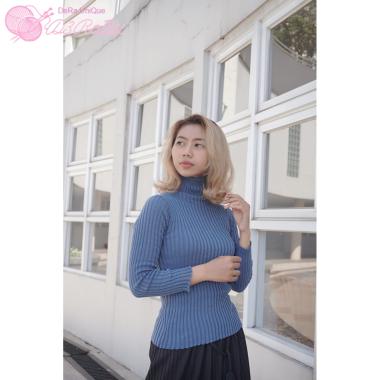DeRa UniQue Turtleneck Daisy Rajut Salur / sweater / sweater rajut / rajut salur Denim
