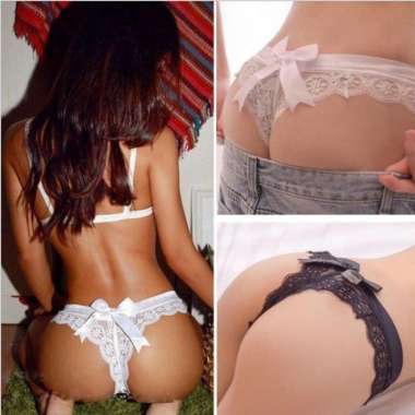 LAFEL kolor brukat pita g string sexy daleman wanita celana dalam - Putih putih