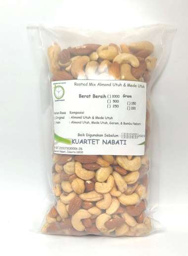 1000gr Mix Roasted Almond Utuh dan Mede / Cashew Utuh Varian Rasa Original/ Asin Original