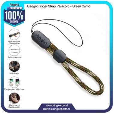 Ringke Gadget Finger Strap Paracord Green Camo Gantungan HP USB Kamera