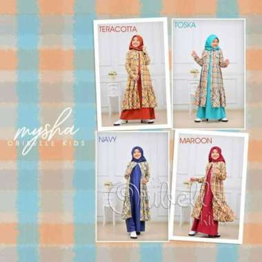 Oribelle Kids / Dress Mysha / Baju Muslim Anak Oribelle Maroon,Size 6