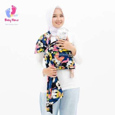 Gendongan Bayi Malilkids Ring Sling Kaos Bolak Balik Grade B Big Navy Mouse