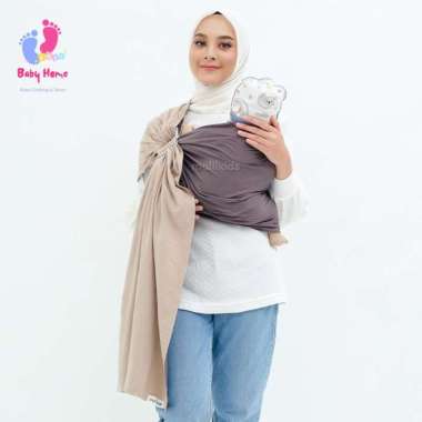 Gendongan Bayi Malilkids Ring Sling Kaos Bolak Balik Grade B Cream x Dark Grey
