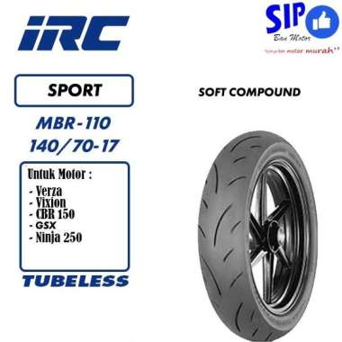 Ban Motor Sport Tubeless IRC MBR 110 Ukuran 140 70 Ring 17 Tubeless
