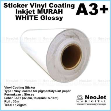 Vinyl Coating Sticker For Inkjet Printer 30 m White Gloss A3+ 1 roll