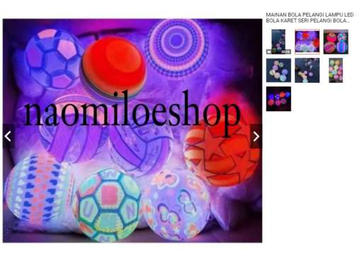 MAINAN BOLA PELANGI LAMPU LED BOLA KARET SERI PELANGI BOLA KARET PELANGI ADA LED
