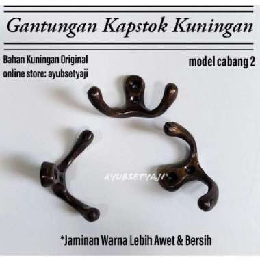 Kapstok kuningan cabang 2 cantolan Hook gantungan kapstok baju antik