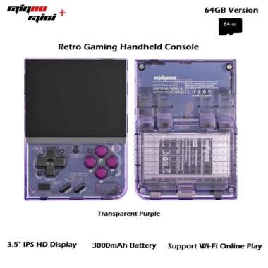 MIYOO MINI PLUS 64GB - Retro Handheld Gaming Console 3.5-inch IPS HD Ungu