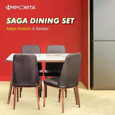 Importa Meja Makan Marmer Meja Cafe Restoran Meja makan besi retro 4 Kursi Hitam